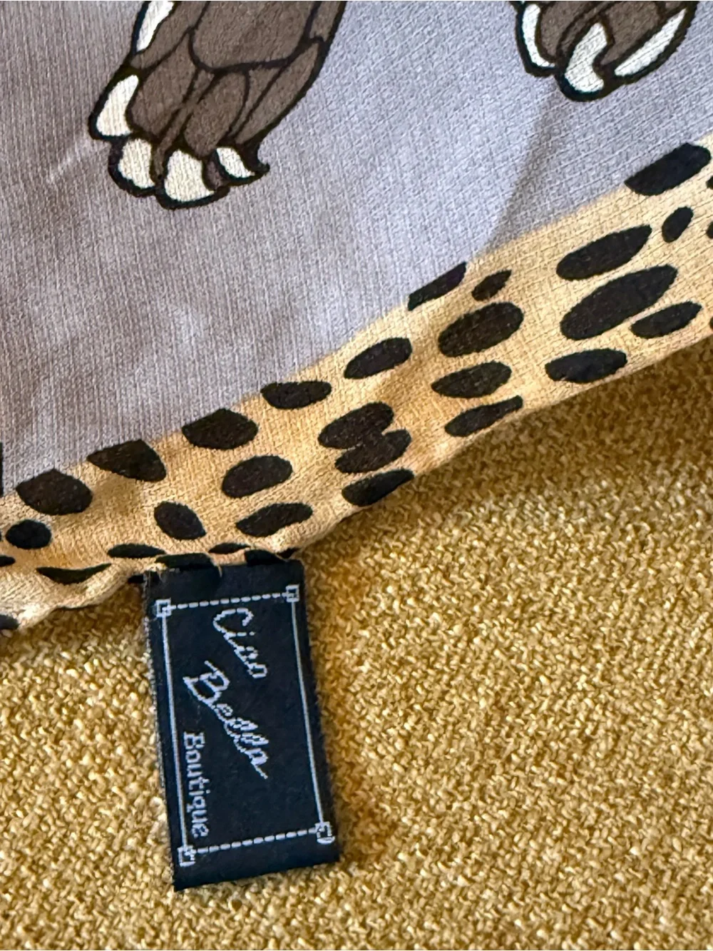 Ciao Bella Boutique tiger silk shawl NEW